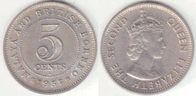 1957 H Malaya & British Borneo 5 Cents (Unc) A002956 - Click Image to Close